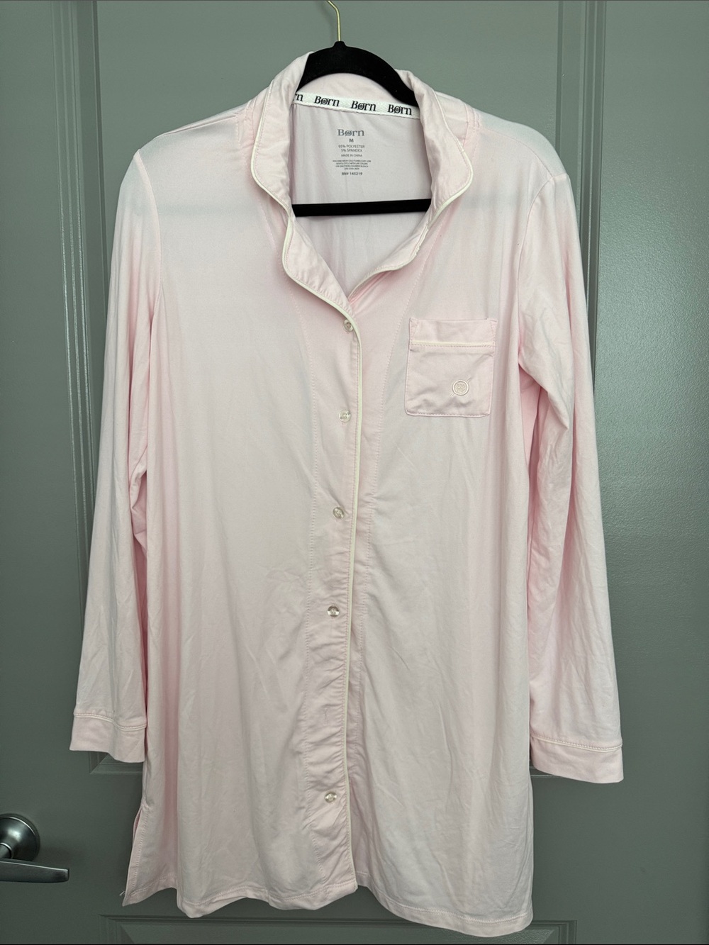 Born Light Pink Long-Sleeve Button-Front Sleep Shirt